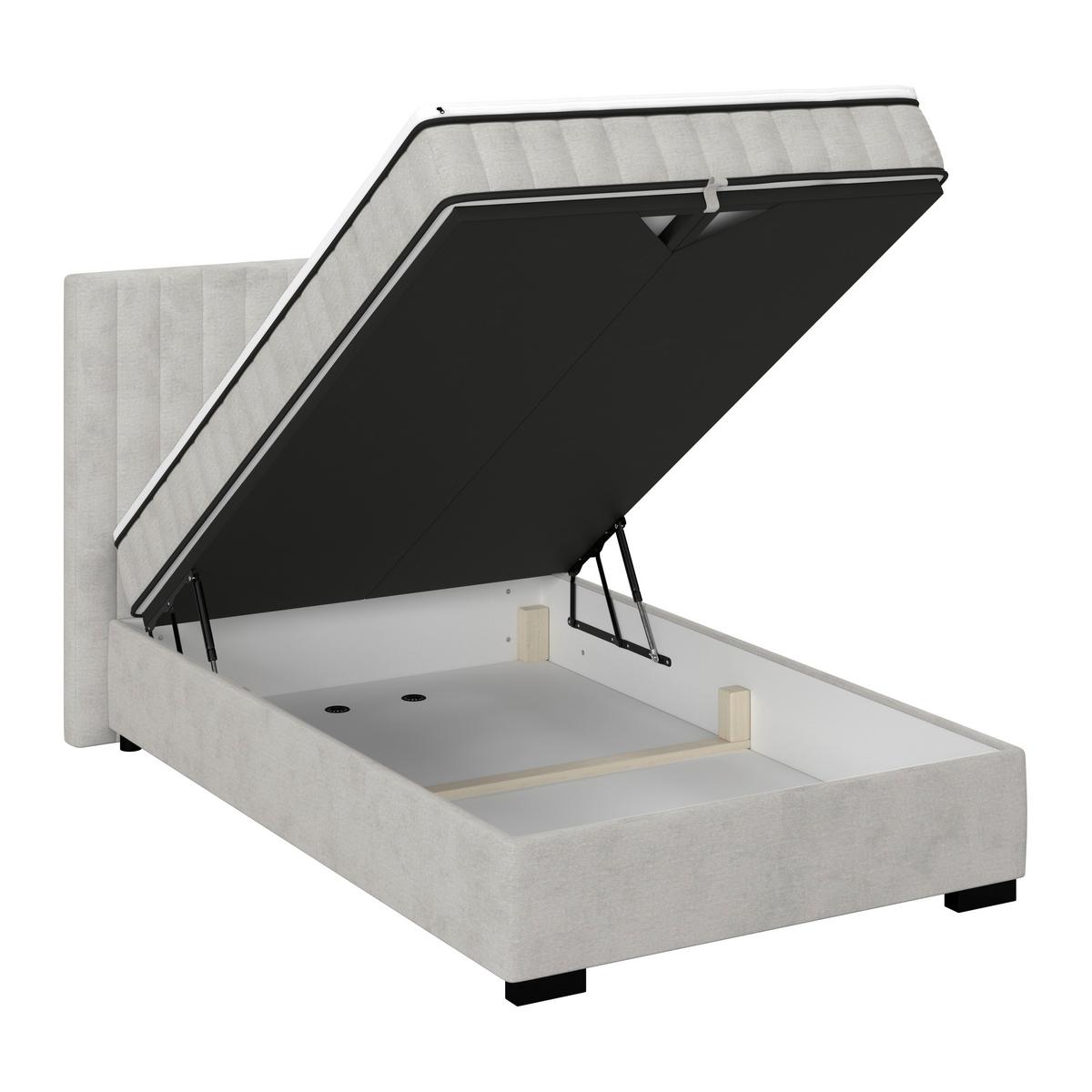 Box Krevet Maya C - svijetlo siva/crna, Moderno, drvni materijal/drvo (100/200cm) - Modern Living