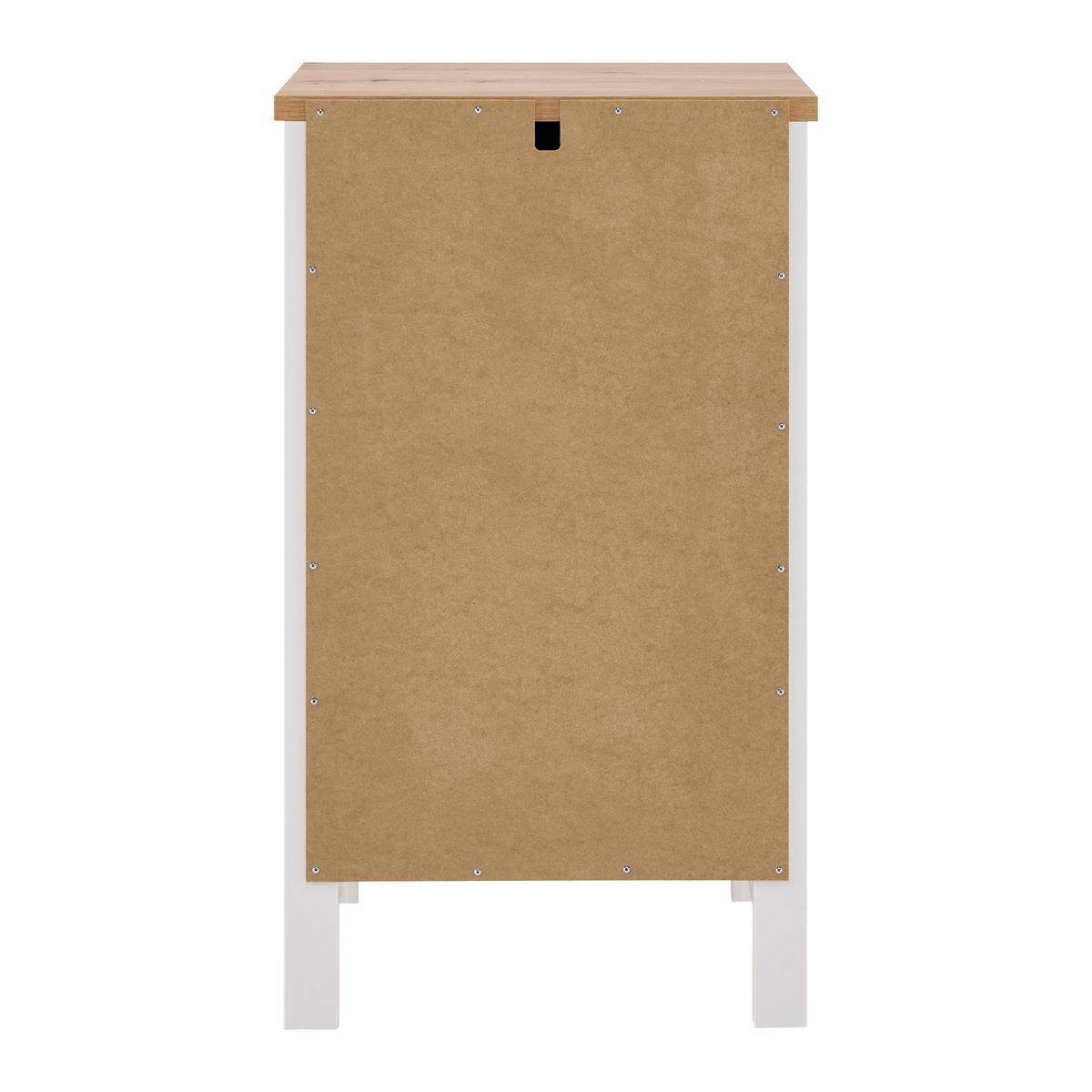 Kommode Sicilia Weiß/Eiche - Silberfarben/Weiß, ROMANTIK / LANDHAUS, Holzwerkstoff/Metall (53/92/45cm) - Mömax