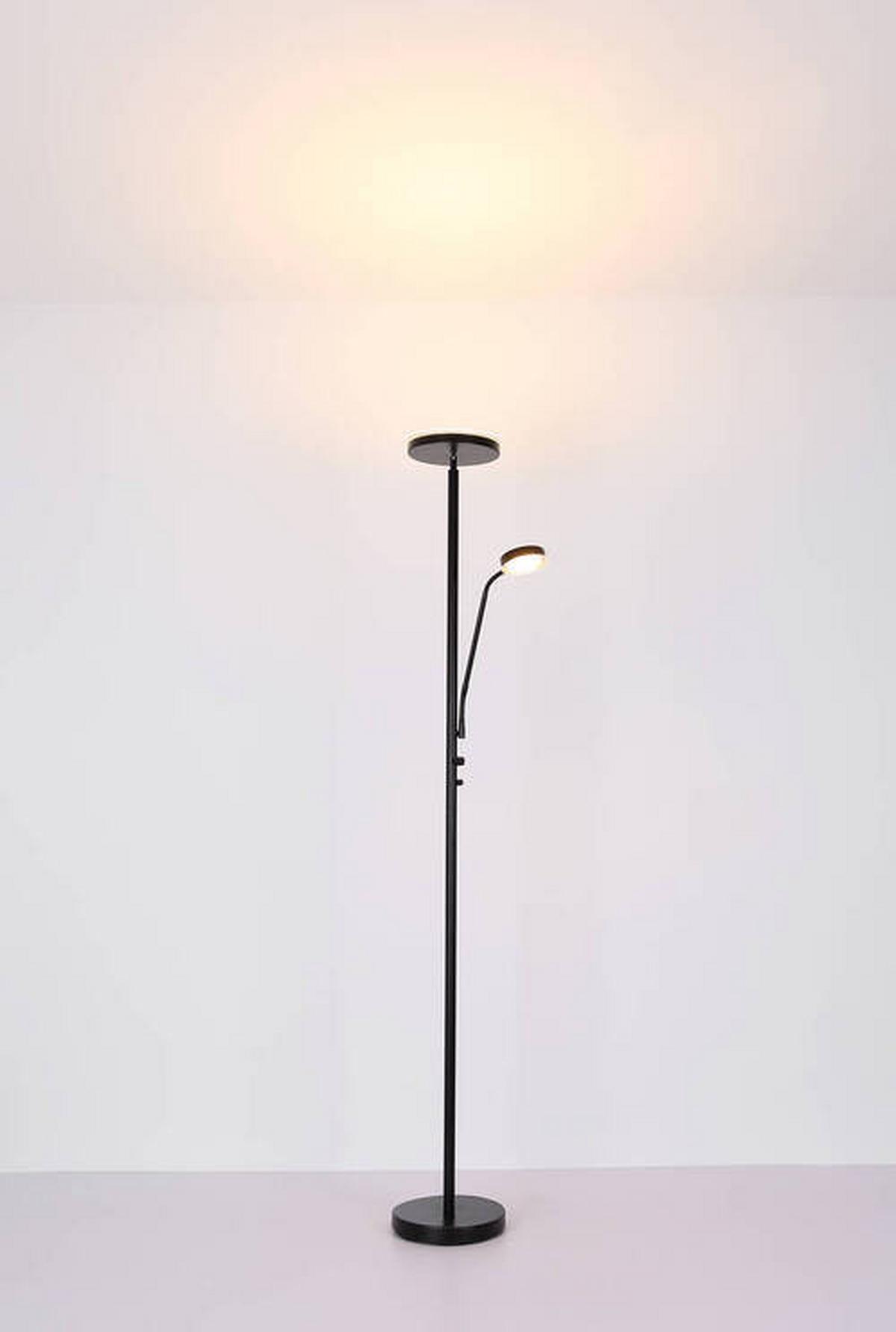 LED-Stehleuchte Ernst Schwarz max. 18,5 Watt - Schwarz, Design, Glas/Metall (26/180cm) - Globo