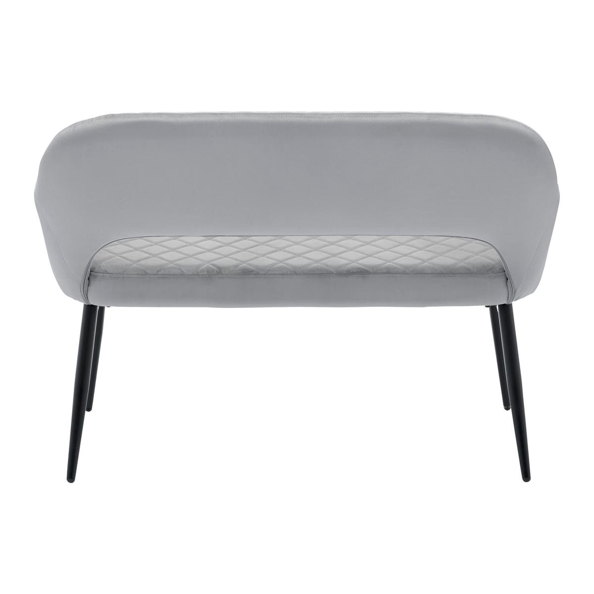Sitzbank Isabella Grau Samt Gepolstert - Schwarz/Grau, MODERN, Holz/Textil (112/78/62cm) - Bessagi Home