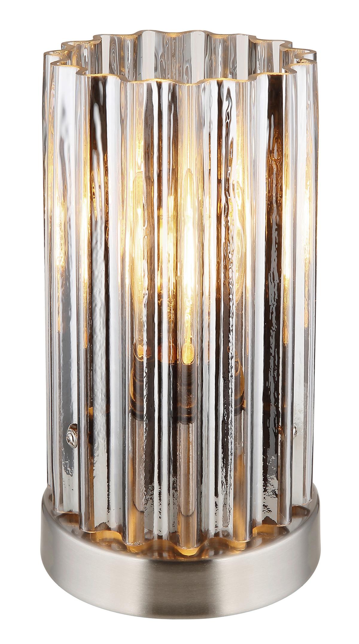 Stolna Svjetiljka Cayden - boje nikla/prozirno, Konvencionalno, staklo/metal (12/21,5cm) - Globo