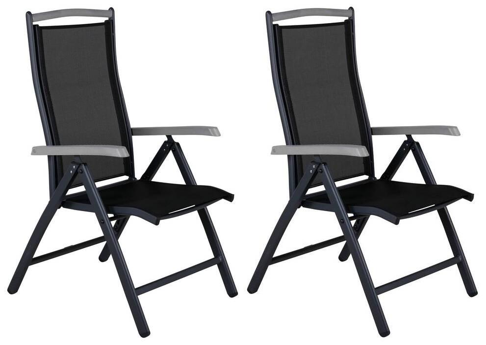 Gartensessel 2er-Set Albany ca.60x110x73 cm Schwarz - Schwarz, KONVENTIONELL, Metall (60/110/73cm) - Gardenson