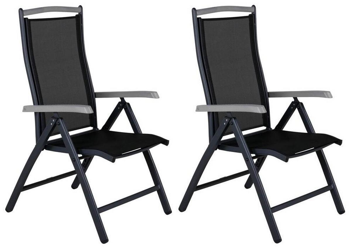 Gartensessel 2er-Set Albany ca.60x110x73 cm Schwarz - Schwarz, KONVENTIONELL, Metall (60/110/73cm) - Gardenson