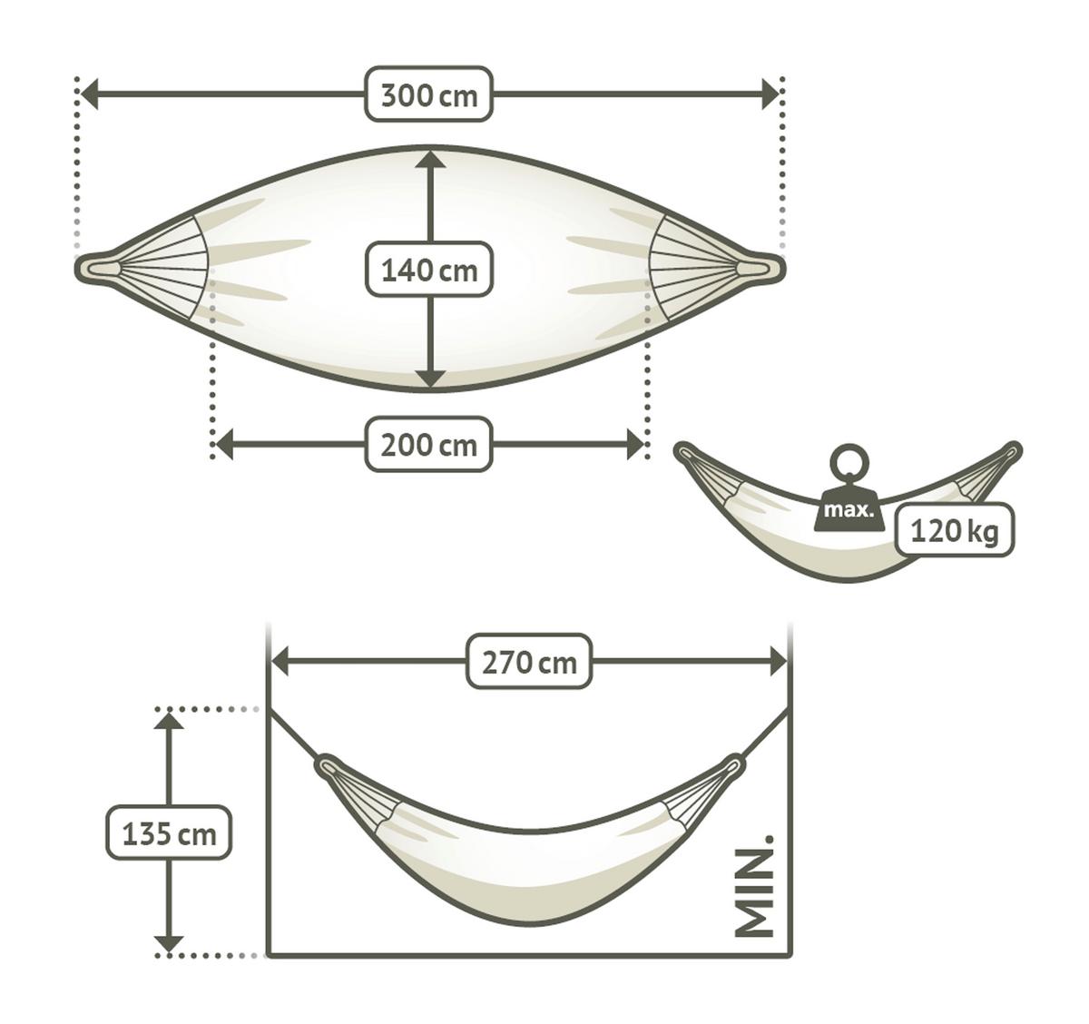 Hängematte Classic Single Hammock Weiß/Hellgrau/Hellblau - Hellgrau/Weiß, Basics, Textil (140/300cm) - La Siesta