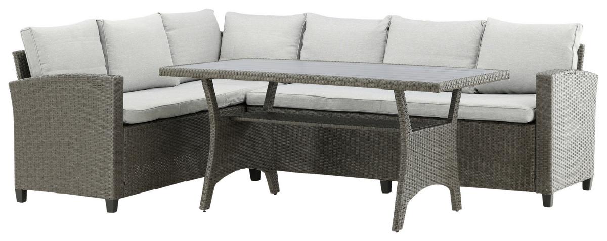 Dining-Loungeset Brentwood Grau - Grau, KONVENTIONELL, Kunststoff - Gardenson