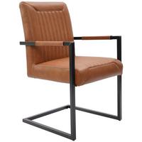 KRZESŁO Z PODŁOKIETNIKAMI LEONIE - czarny/koniak, Design, skóra/metal (55/91/64cm) - Ambia Home