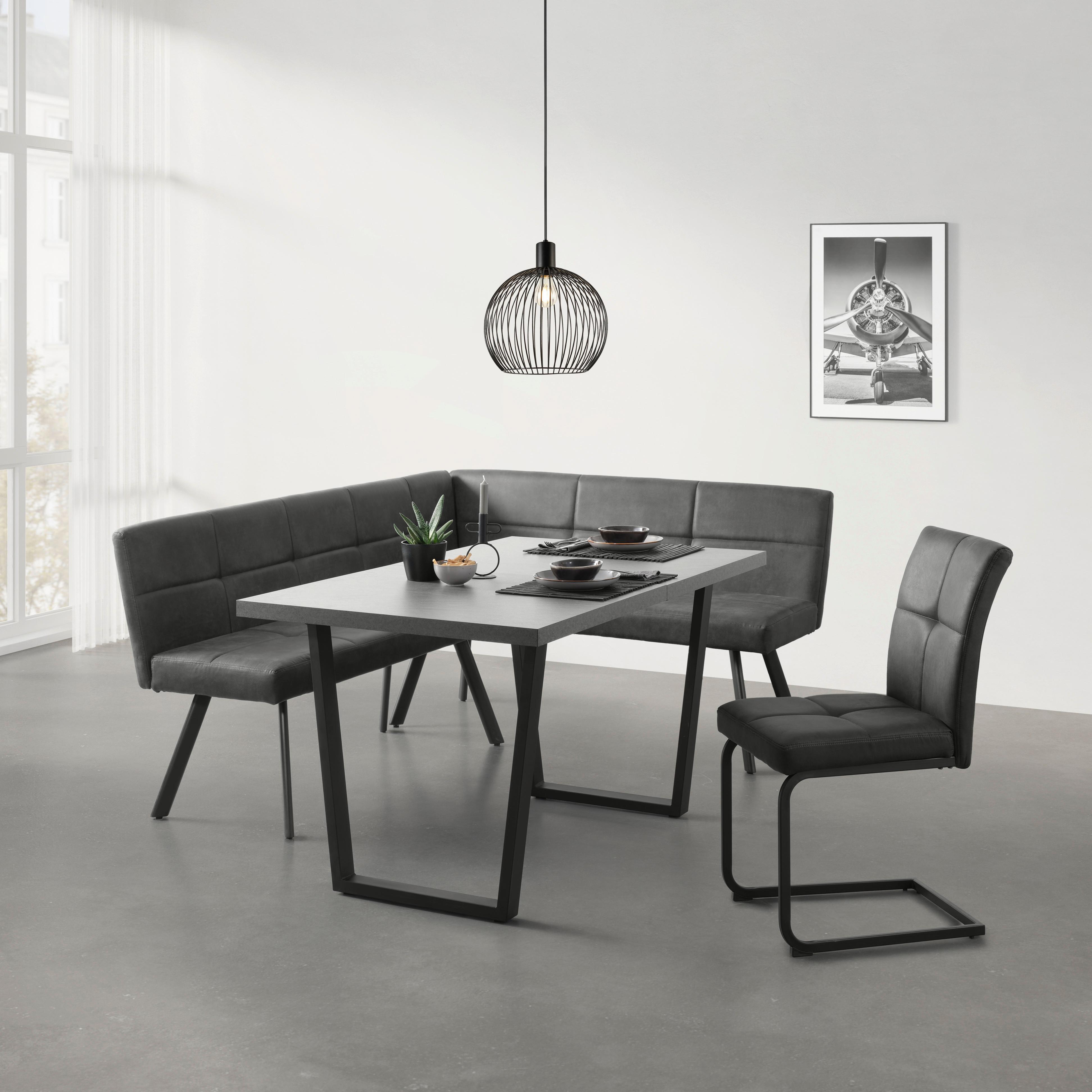 HÖRNBÄNK COOPER - grå/svart, Modern, metall/textil (150/85/190cm) - Mömax