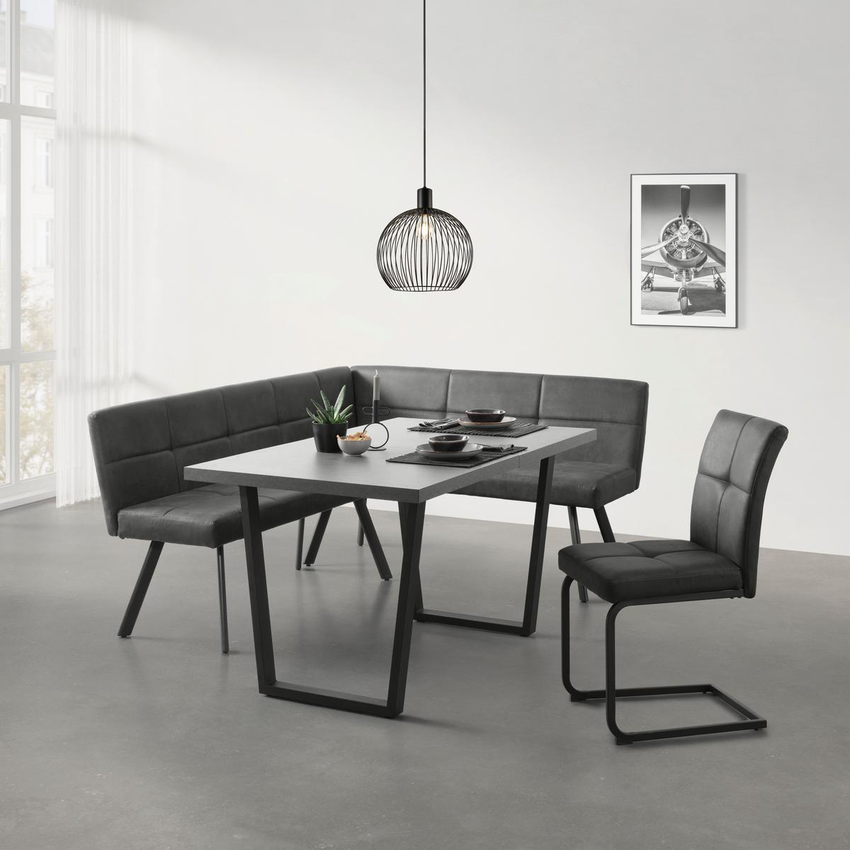 Eckbank Cooper Grau - Schwarz/Grau, MODERN, Textil/Metall (150/85/190cm) - Mömax