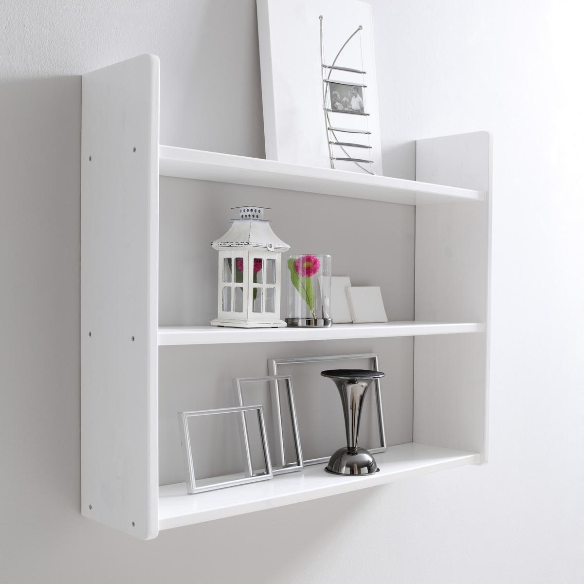 Stenski Regal Mona, Bor, Masivno, Bela - bela, Basics, les (90/74/20cm) - MID.YOU