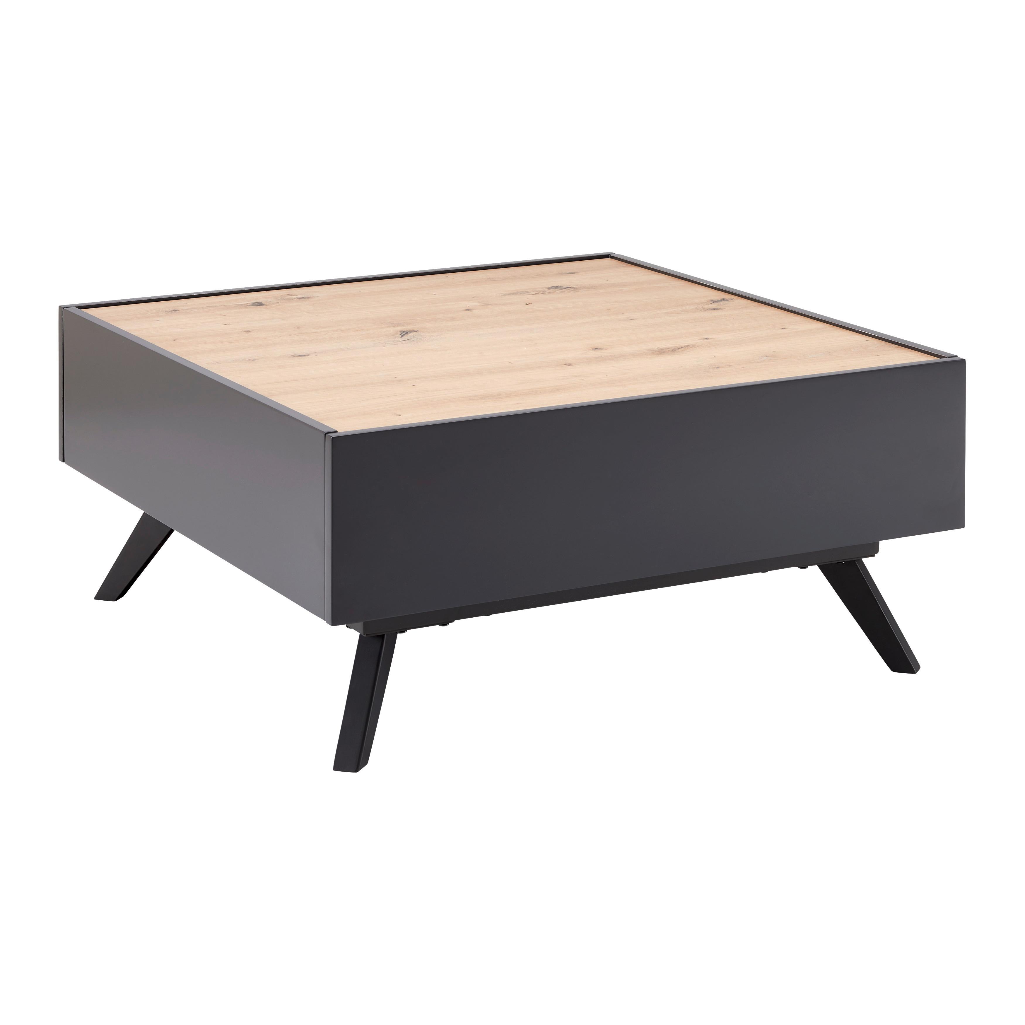 COUCHTISCH FOSCO - Eichefarben/Schwarz, MODERN, Metall (80/80/38cm) - Bessagi Home