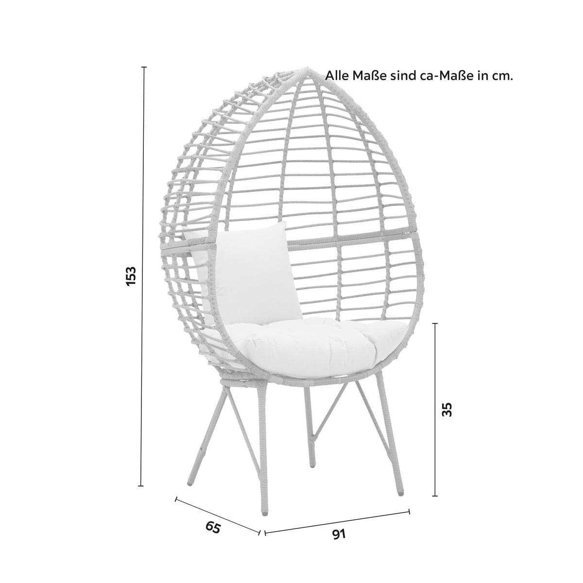 Vrtni Stol Mia, Siva, Bela, Jeklo - siva, Moderno, kovina/umetna masa (91/153/65cm) - Bessagi Garden