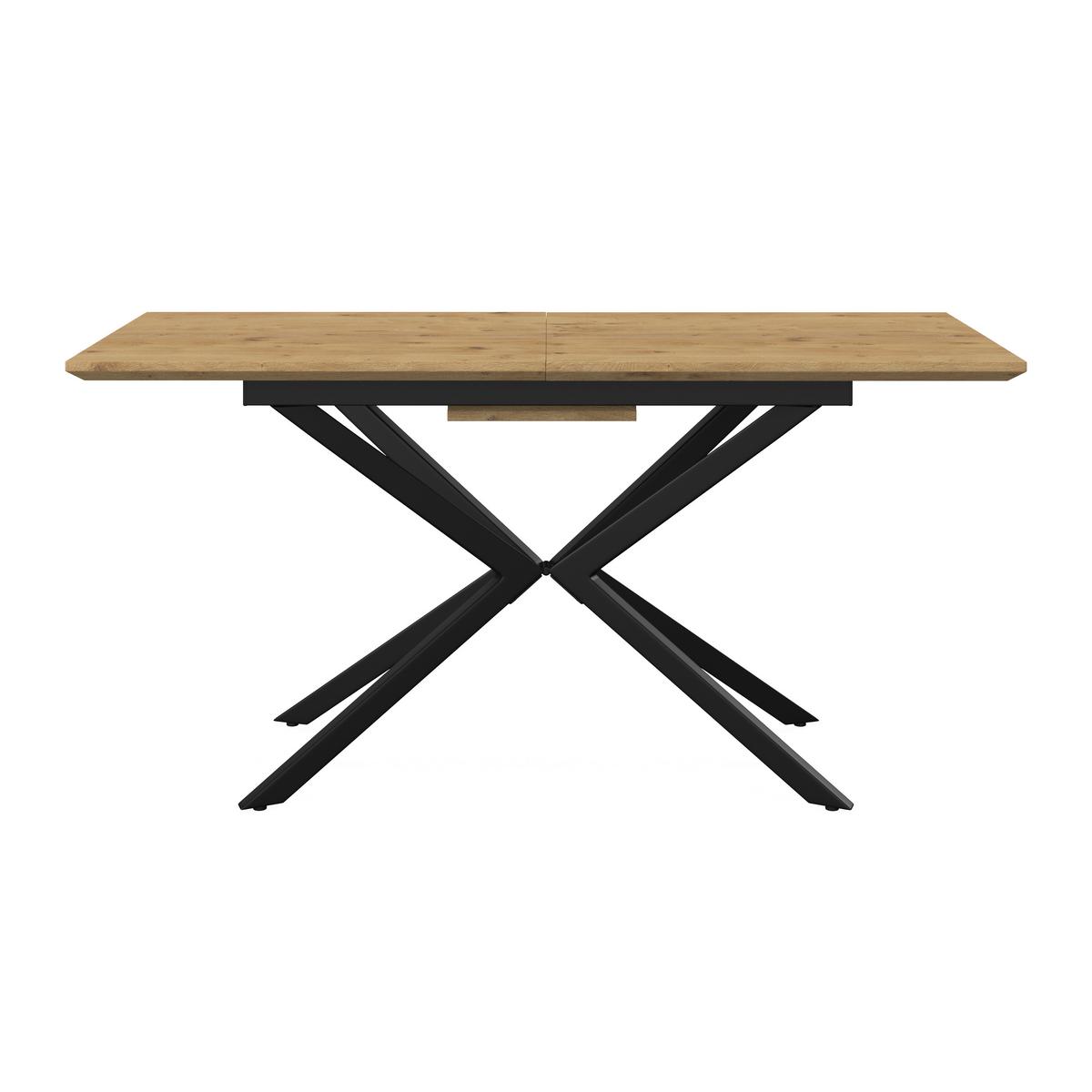 Esstisch ausziehbar Aki Eichefarben MDF - Eichefarben/Schwarz, MODERN, Holzwerkstoff/Metall (140-180/76/80cm) - Bessagi Home