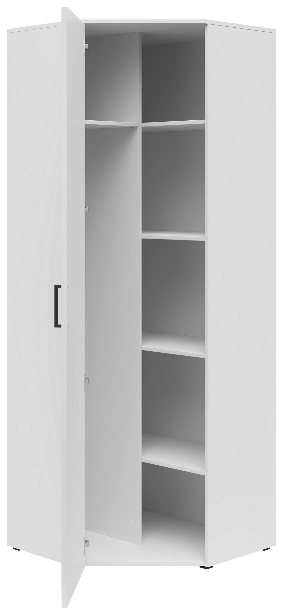 Eckschrank Multistauraum Weiss - noir/blanc, Modern, matière synthétique/matériau de bois (71,5/195/71,5cm)