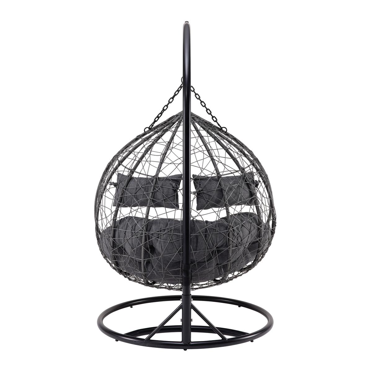 Hängesessel Enea Dunkelgrau Metall/Kunststoff/Outdoorstoff - Dunkelgrau/Schwarz, MODERN, Textil/Metall (133/205/120cm) - Bessagi Garden