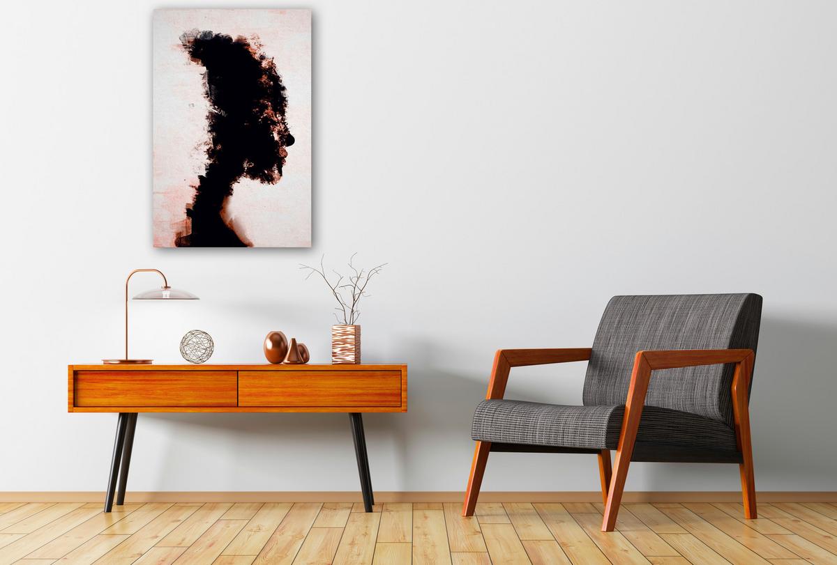 Aluminiumbild Silhouette I Schwarz/Weiß ca. 98x148cm - Schwarz/Weiß, Design, Kunststoff/Metall (98/148cm) - Wandkraft
