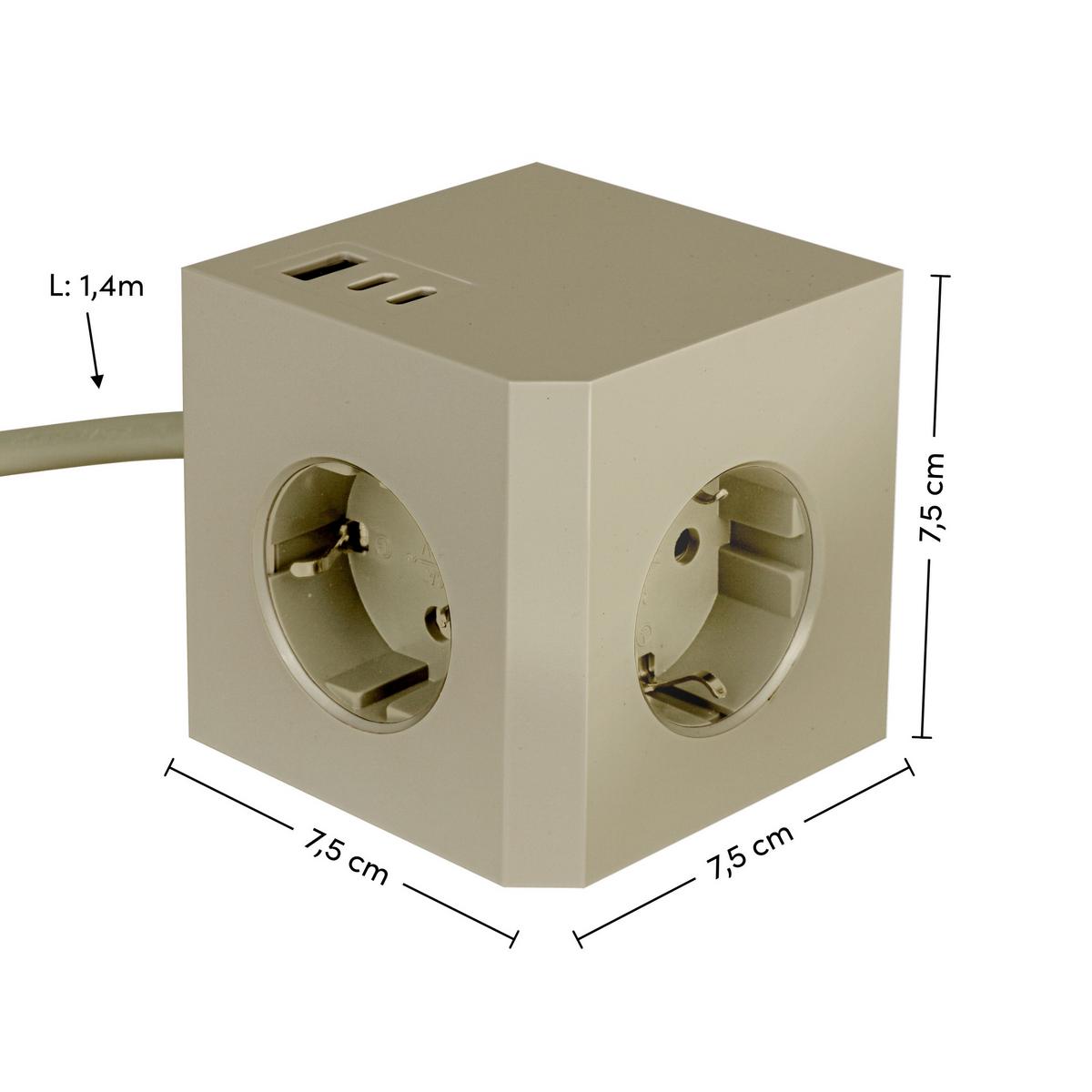 KOSTKA ZASILAJĄCA PLUG BOX - kolor złoty, Basics, tworzywo sztuczne (7,5/7,5/7,5cm) - Mican