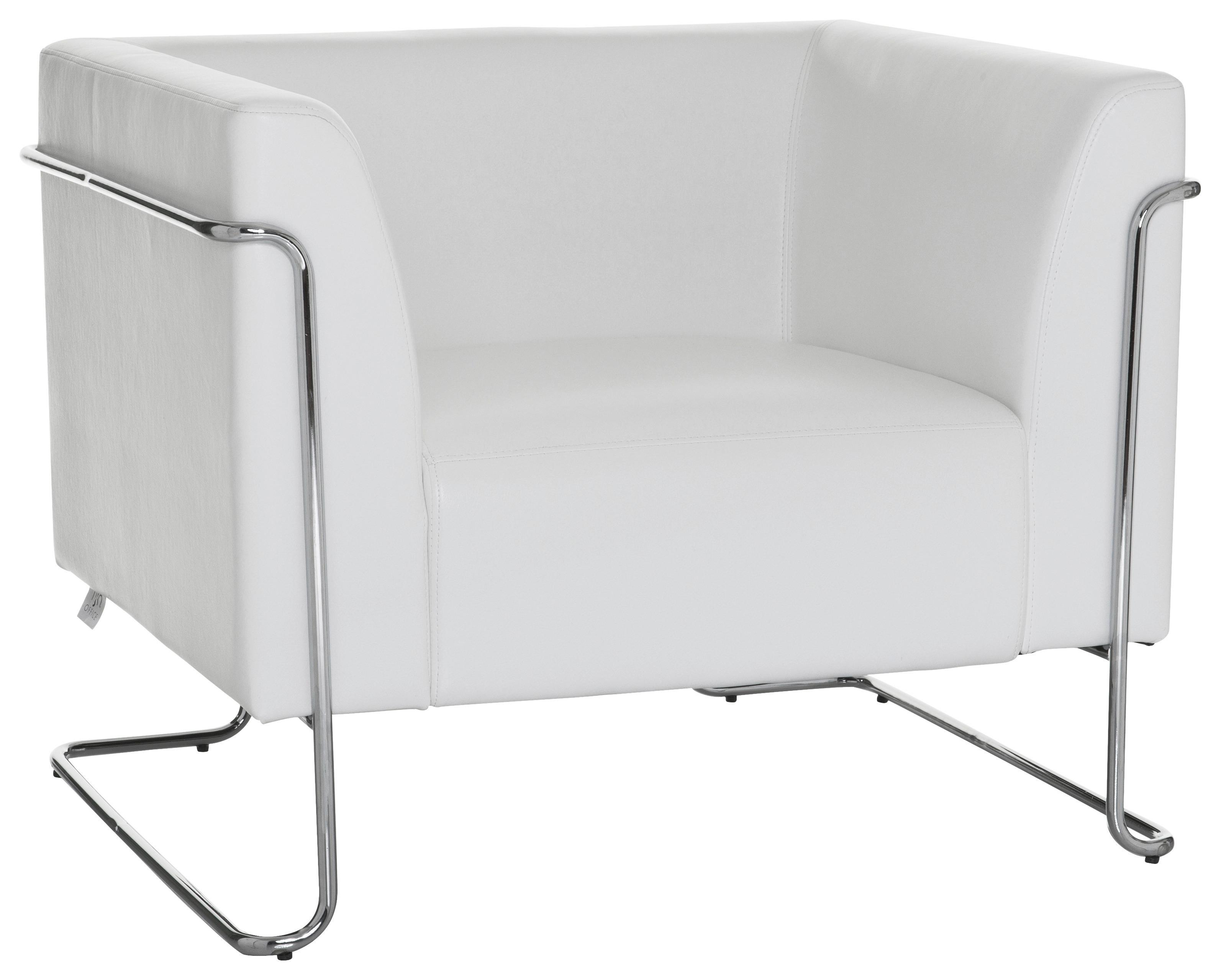 Fotelj Curacao, Bela - barve kroma/bela, Moderno, kovina/tekstil (88/74/74cm) - MID.YOU