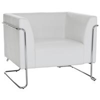 Fotelj Curacao, Bela - barve kroma/bela, Moderno, kovina/tekstil (88/74/74cm) - MID.YOU