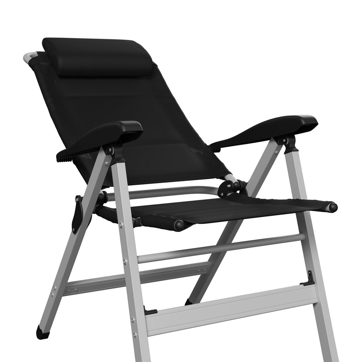 Gartenstuhl Geri Schwarz/Silberfarben - Silberfarben/Schwarz, Basics, Textil/Metall (74/117/60cm)