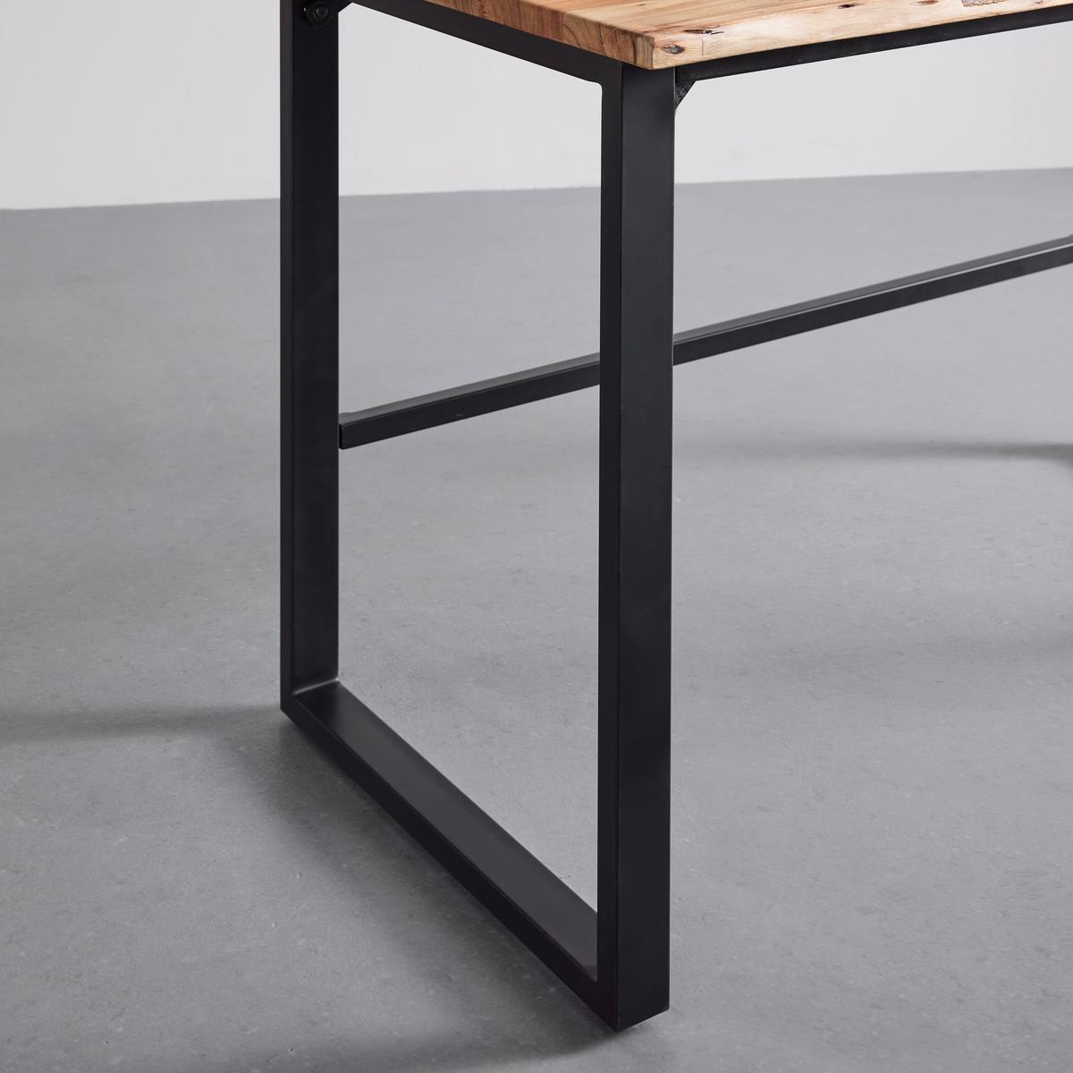 Schreibtisch Bali in Akazie - Schwarz/Akaziefarben, MODERN, Holz/Metall (115/92/60cm) - Premium Living