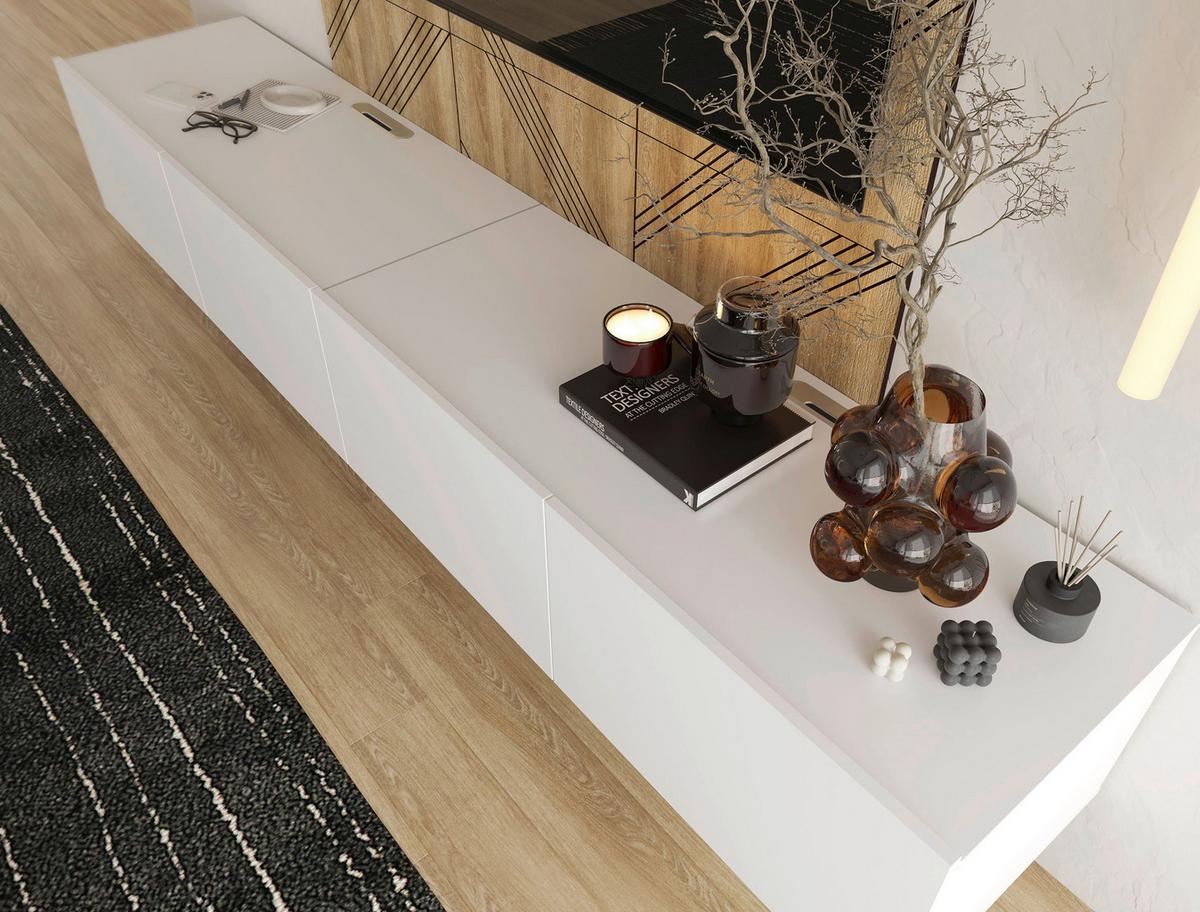 KOMODA NISKA NEWNIQ - biały, Design, materiał drewnopochodny (240/36,7/45cm) - Hom`in