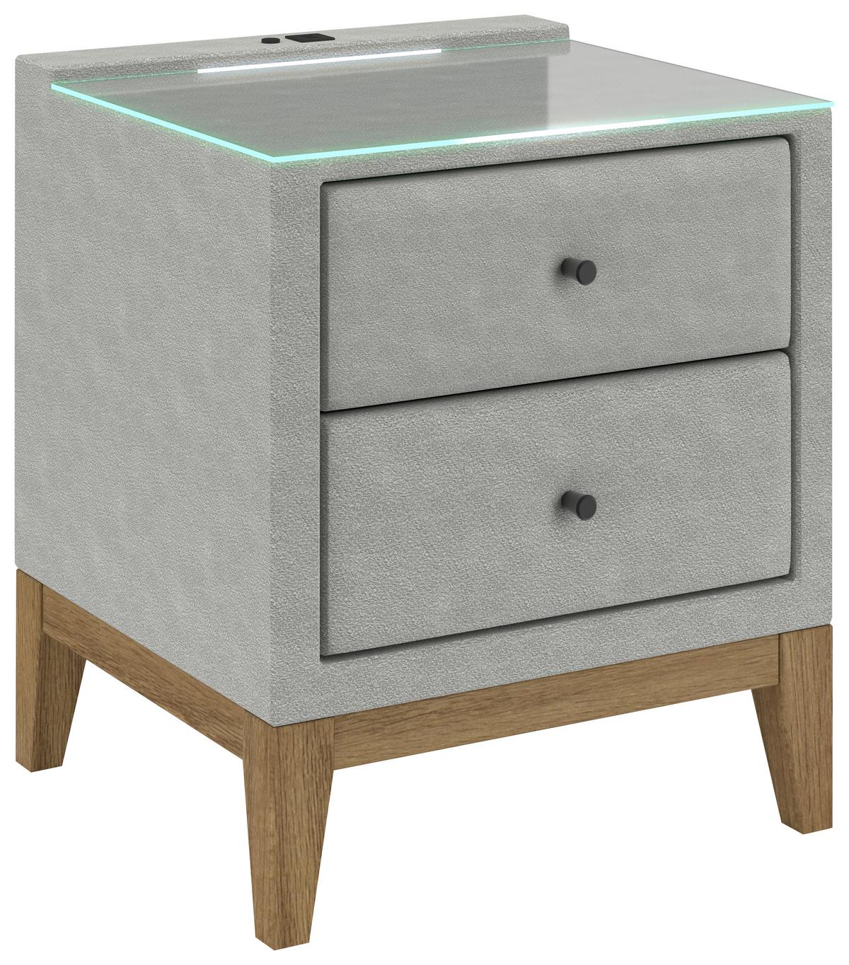 Noćni Ormarić Smile - srebrne boje, Konvencionalno, staklo/drvni materijal (49/58,5/46cm) - Premium Living