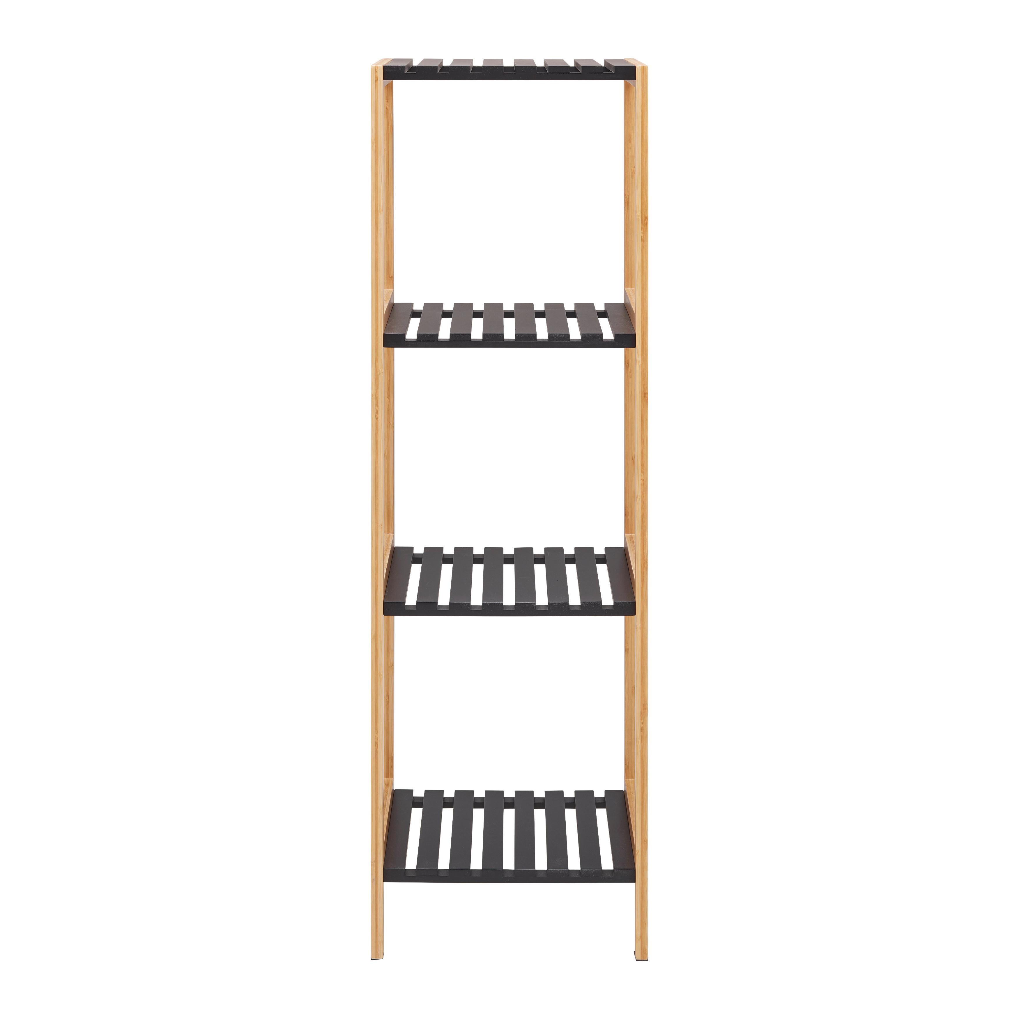 HYLLA ELSA -EXKLUSIV- - svart/naturfärgad, Modern, trämaterial/naturmaterial (34/110/33cm) - Mömax