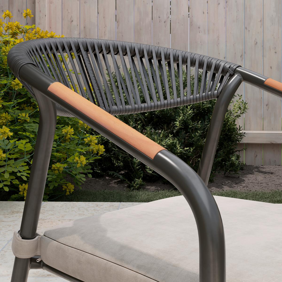Gartenstuhl Maxi Antrhazit Aluminium - Anthrazit/Beige, MODERN, Holz/Kunststoff (55/80/62cm) - Mömax