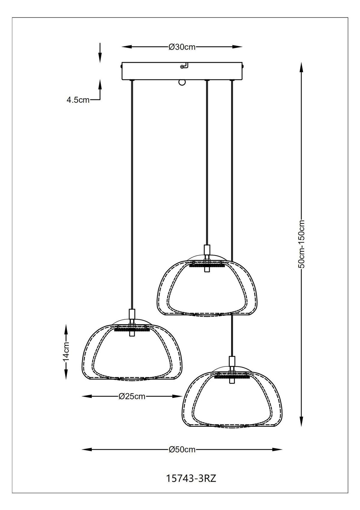 Led Viseća Svjetiljka Avila - bijela/siva, Design, staklo/metal (50/150cm) - Globo