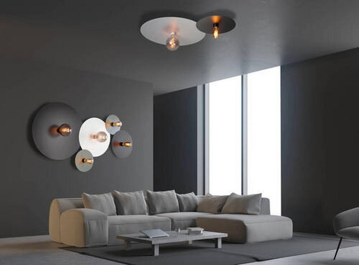 LAMPA SUFITOWA 18680299 CHIO - taupe, Basics, metal (34/6,5cm) - BOPP