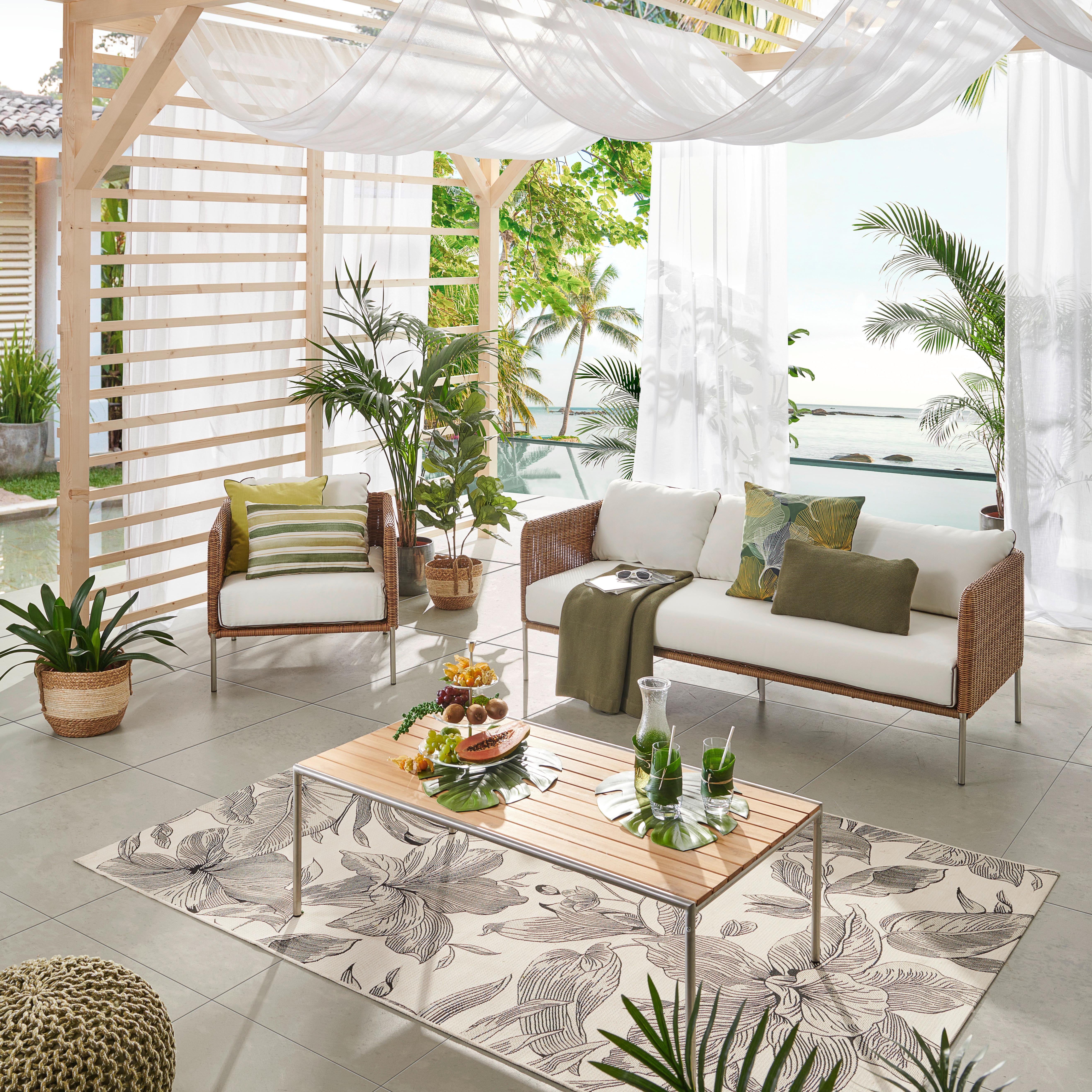 STÓŁ TARASOWY CUBE - kolor stalowy/kolor drewna tekowego, Natur, metal/drewno (120/65/40cm) - Mömax