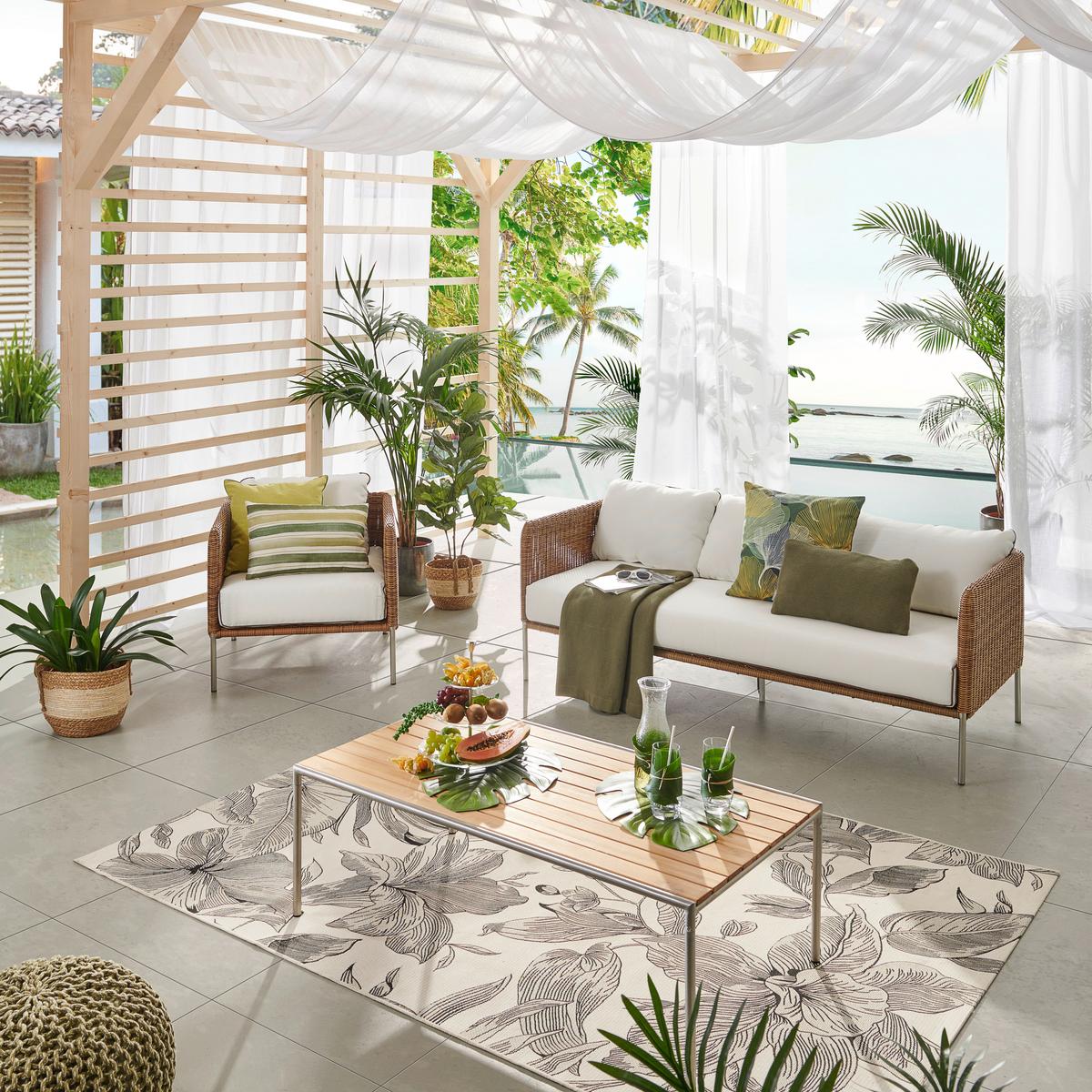 STÓŁ TARASOWY CUBE - kolor stalowy/kolor drewna tekowego, Natur, metal/drewno (120/65/40cm) - Mömax