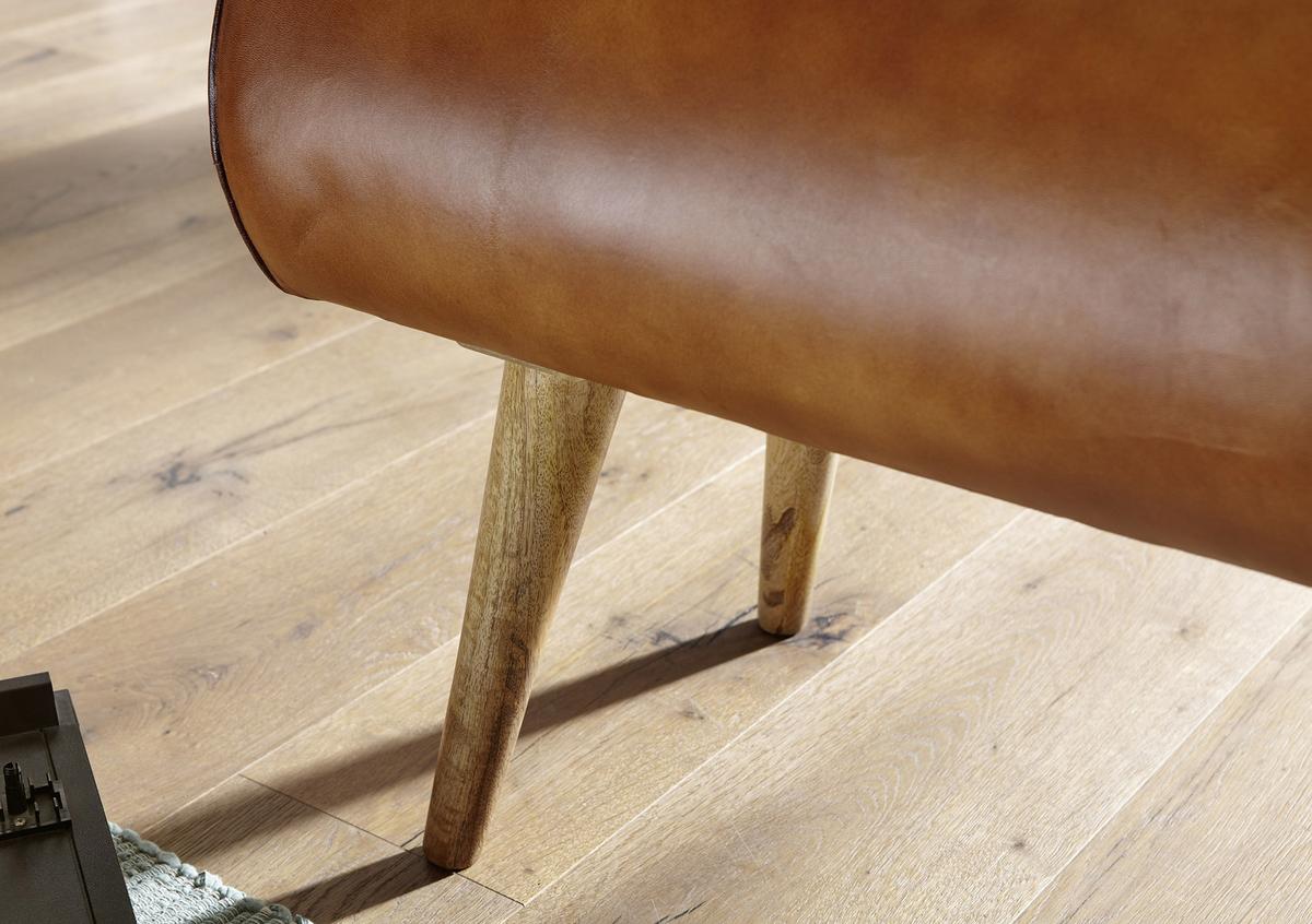 Klop Brez Naslona Sitzbank - naravne barve/rjava, Moderno, les/usnje (100/53/40cm) - MID.YOU
