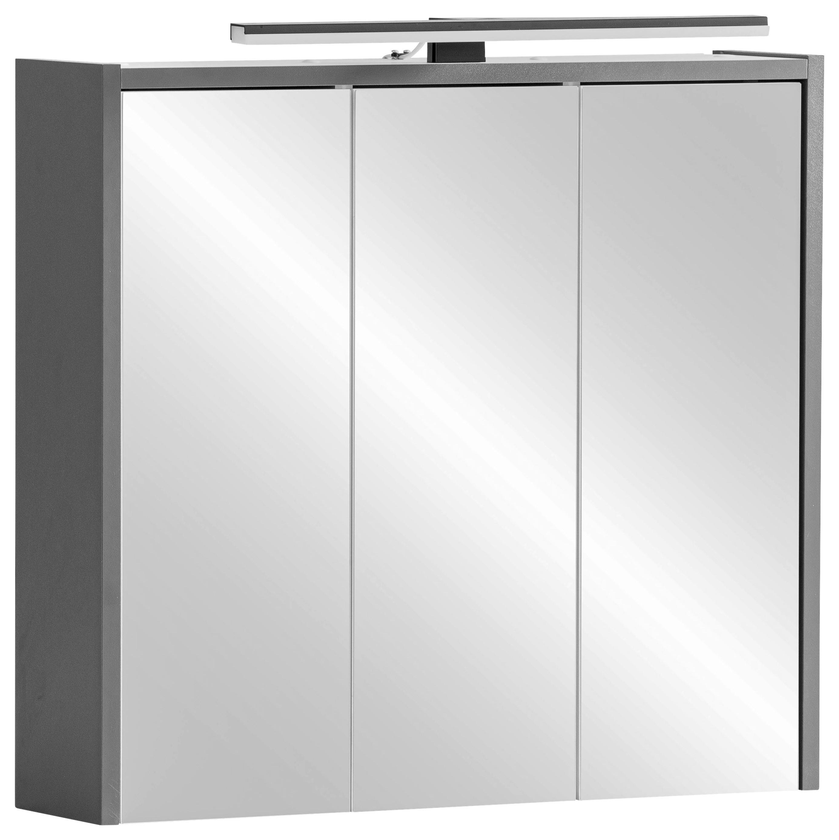 Omara Z Ogledalom Palermo, Antracit, Osvetlitev - antracit, Konvencionalno, steklo/leseni material (65/62,7/16cm) - Stylife