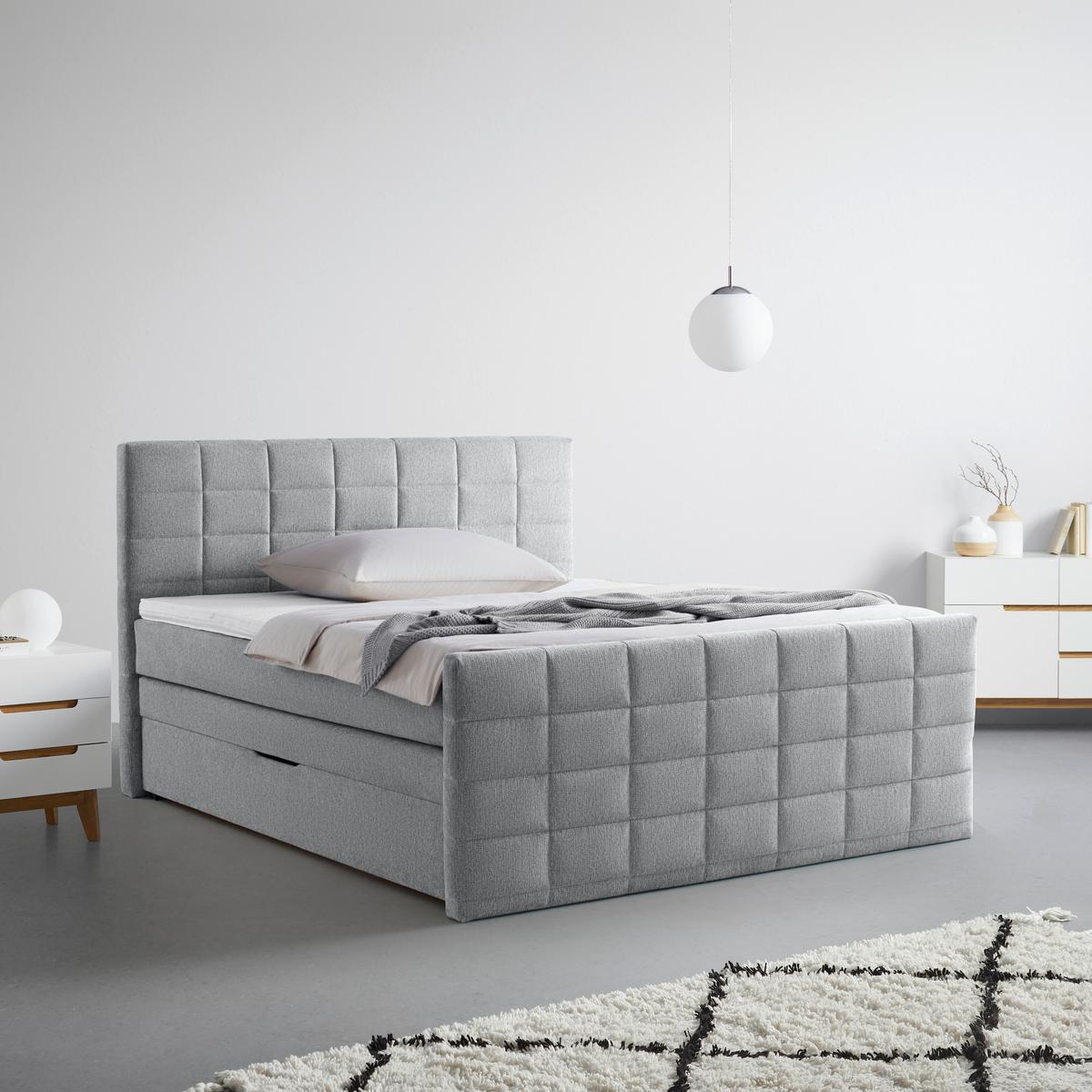 Boxspringbett Damon in Grau ca. 180x200cm - Schwarz/Grau, KONVENTIONELL, Kunststoff/Textil (180/200cm) - Mömax