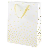 Geschenktasche Jana Golden Dots - Goldfarben/Weiß, ROMANTIK / LANDHAUS, Papier (25/33/11cm)