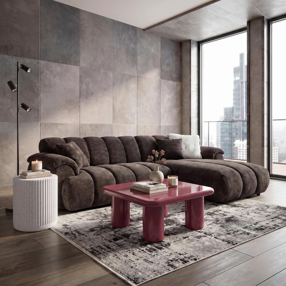 Ecksofa Arette Dunkelbraun - Schwarz/Braun, MODERN, Kunststoff/Textil (252/176cm) - Mömax