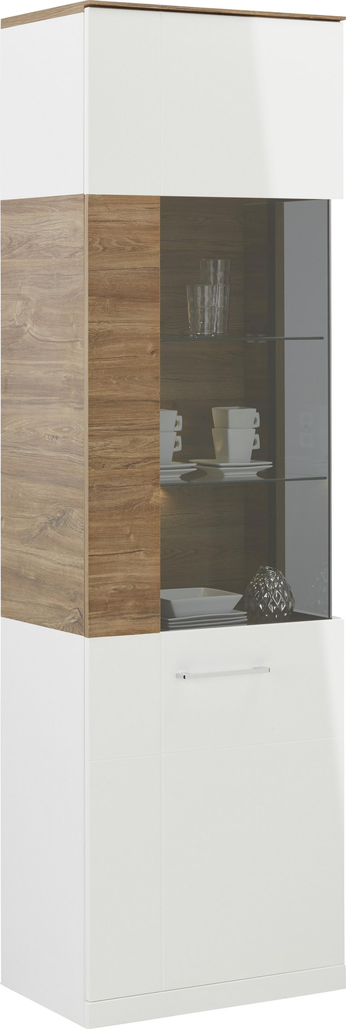 Vitrine in Weiss Hochglanz - Modern, Holz (60/202/40cm) - Premium Living