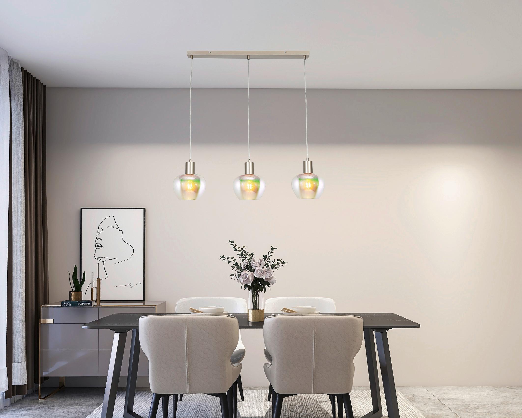 HÄNGLAMPA RENI - champagne/multicolor, Modern, metall/glas (86/18/120cm)