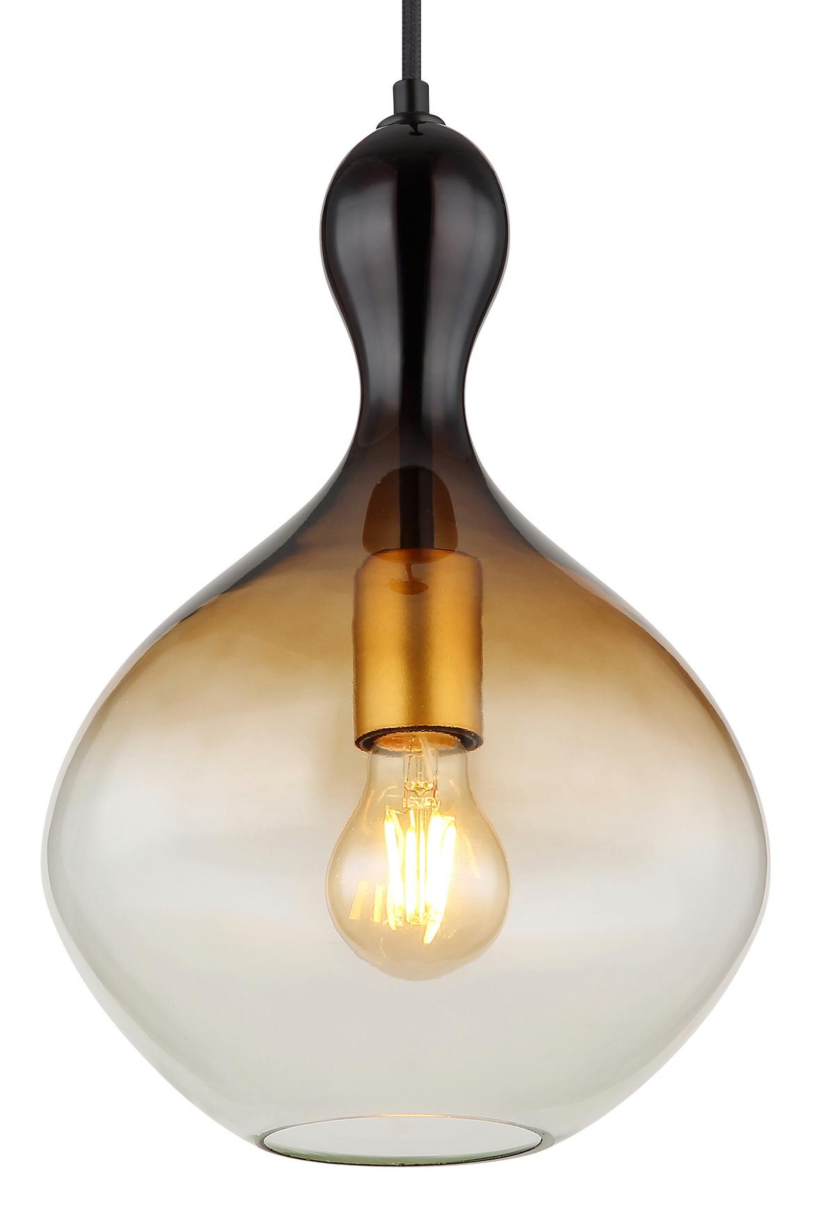 HÄNGELEUCHTE 15538H1 - Klar/Goldfarben, Design, Glas/Textil (23/120cm) - Globo