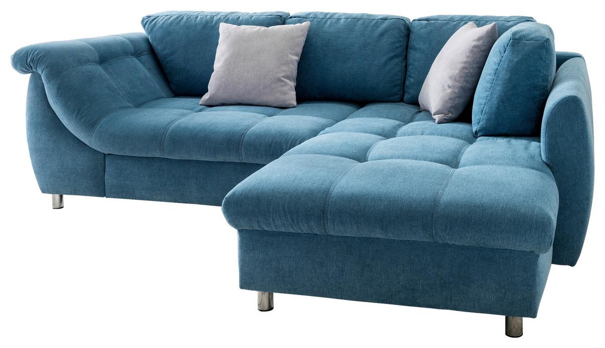 Sedežna Garnitura Agira, Modra, Ležišče - barve kroma/srebrne barve, Design, tekstil (250/190cm) - Modern Living