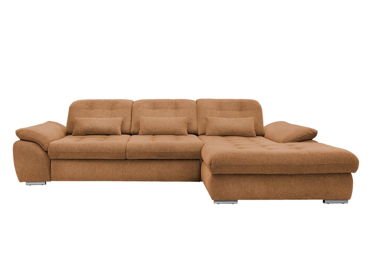 Ecksofa Rigatti mit Bettkasten ca. 314x184 cm Currygelb - Currygelb/Chromfarben, MODERN, Textil/Metall (314/184cm) - Livetastic