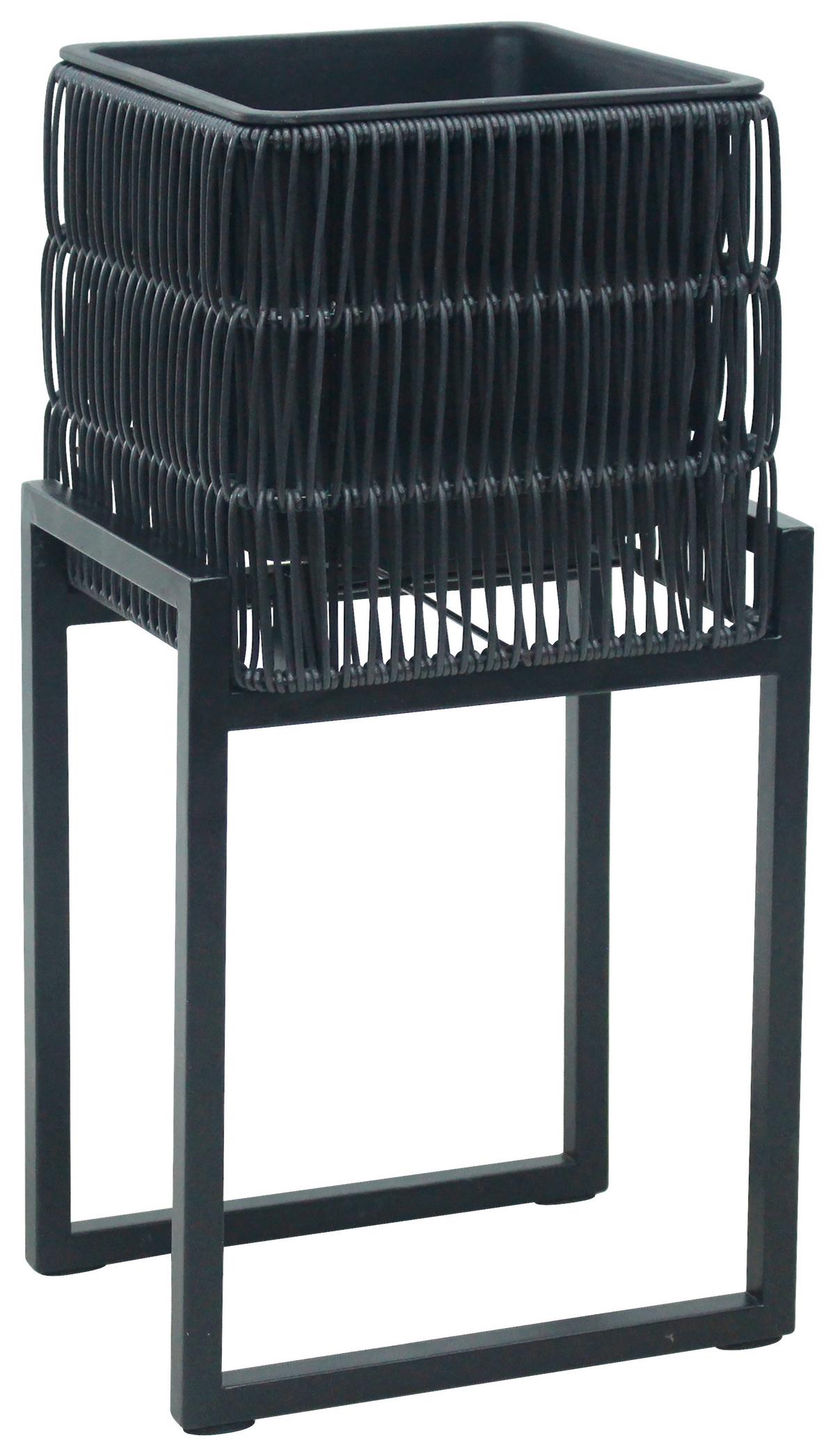 Übertopf-Set Flora Schwarz, 2er Set - Schwarz, Kunststoff/Metall - Mömax