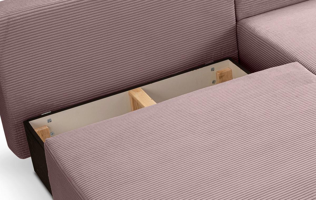 Ecksofa Amsterix Altrosa Schlaffunktion - Altrosa/Schwarz, Basics, Holz/Kunststoff (213/158cm) - MID.YOU