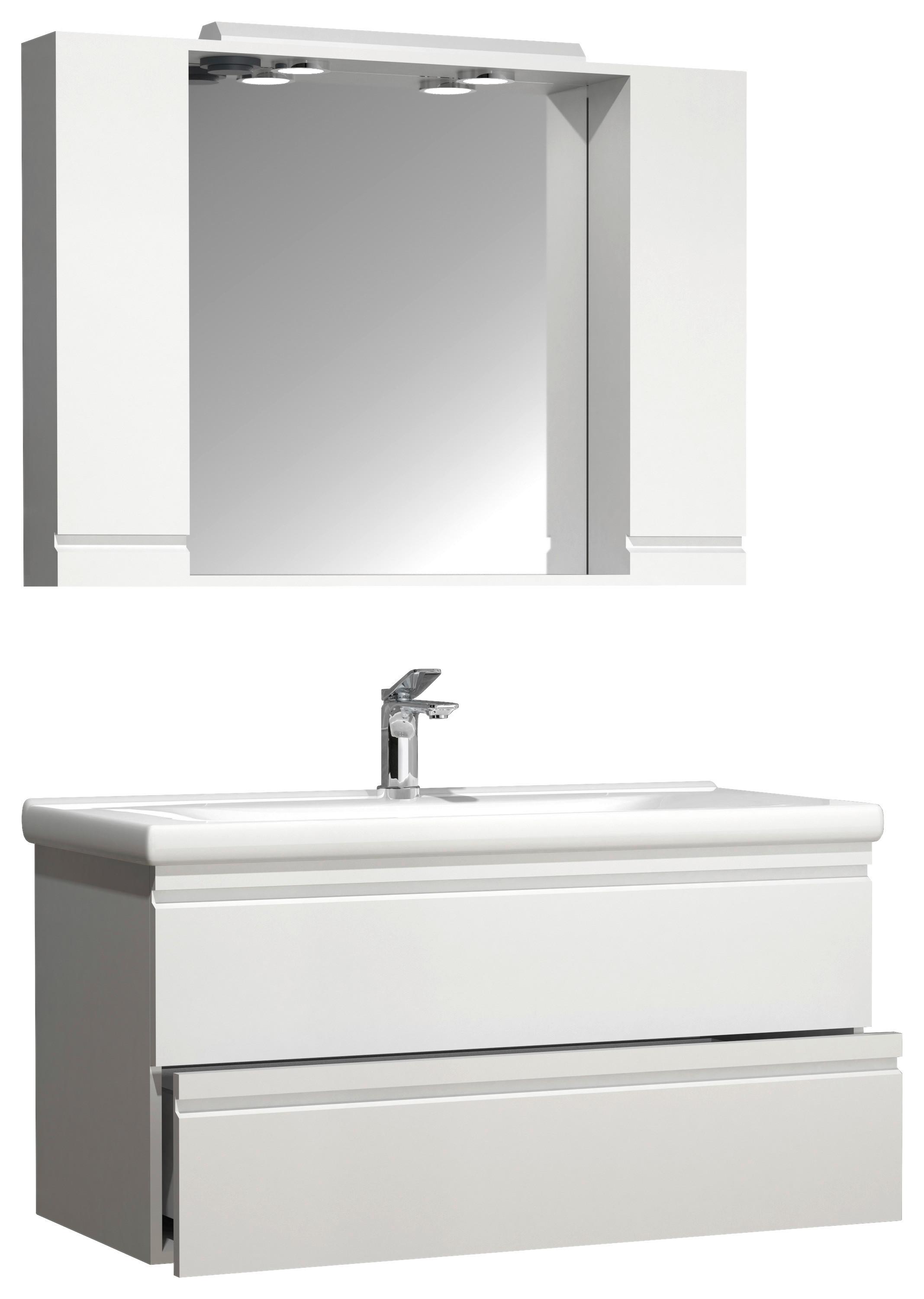 Kopalnica Silora Xl, Bela - bela, Moderno, steklo/leseni material (100cm) - MID.YOU