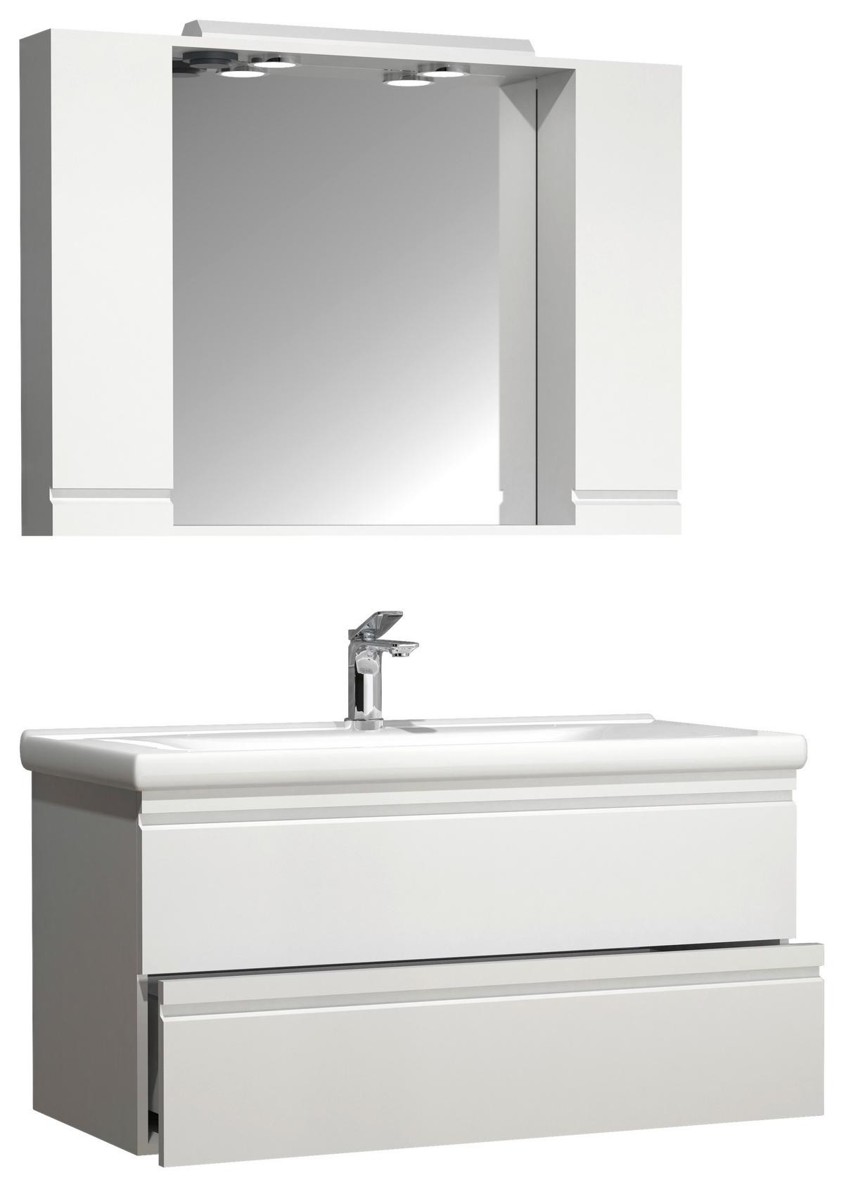 Kopalnica Silora Xl, Bela - bela, Moderno, steklo/leseni material (100cm) - MID.YOU