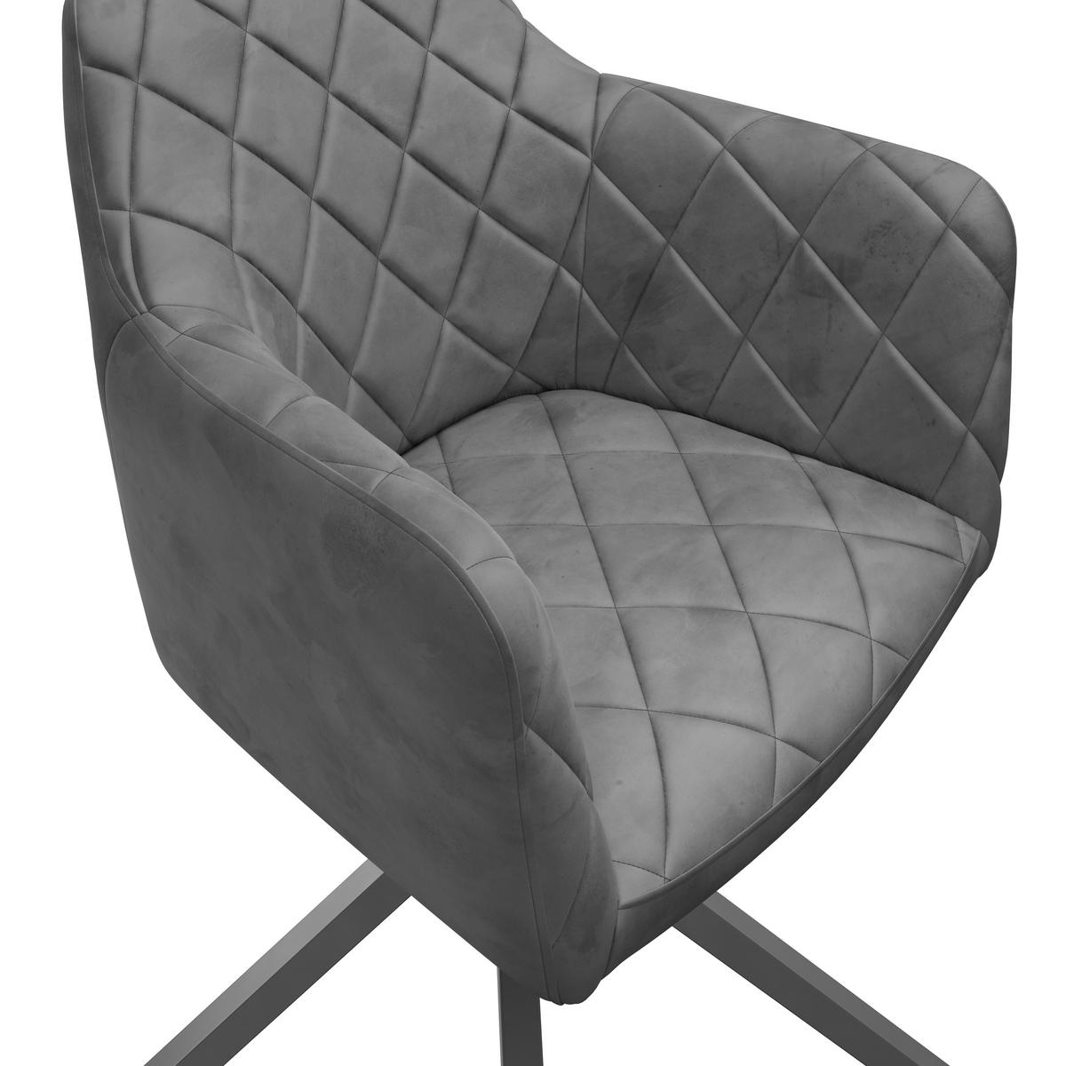 Stol Patti, Siva, Vrtljiv - črna/svetlo siva, Konvencionalno, kovina/tekstil (58/81/54cm)