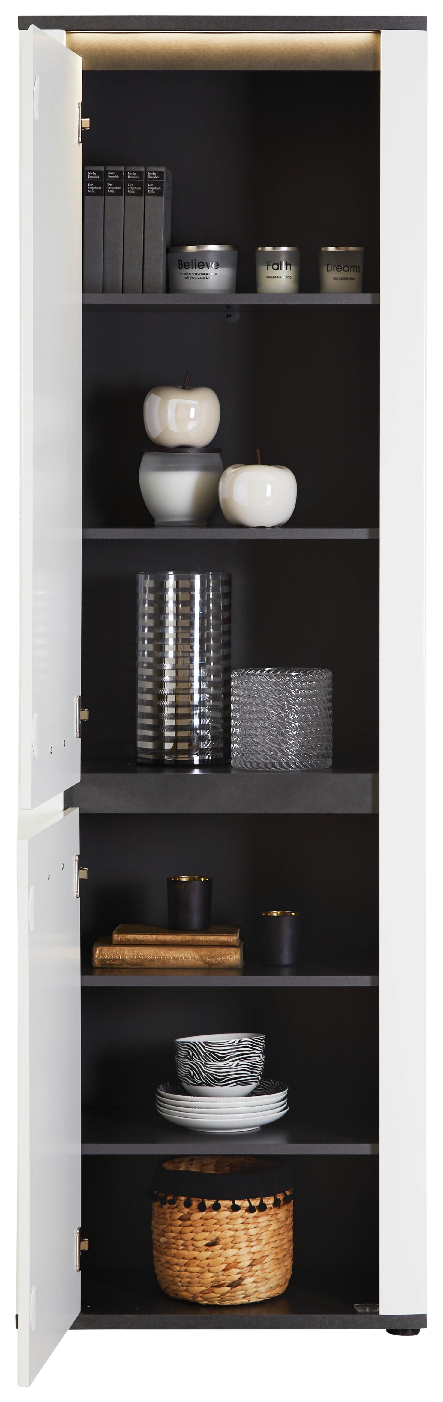 Dulap Alassio - alb/grafit, Modern, material pe bază de lemn (61,7cm) - Modern Living
