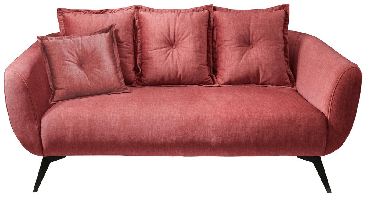2,5-Sitzer-Sofa Baggio Koralle Velours - Koralle/Schwarz, MODERN, Holz/Textil (196/94/103cm) - Livetastic