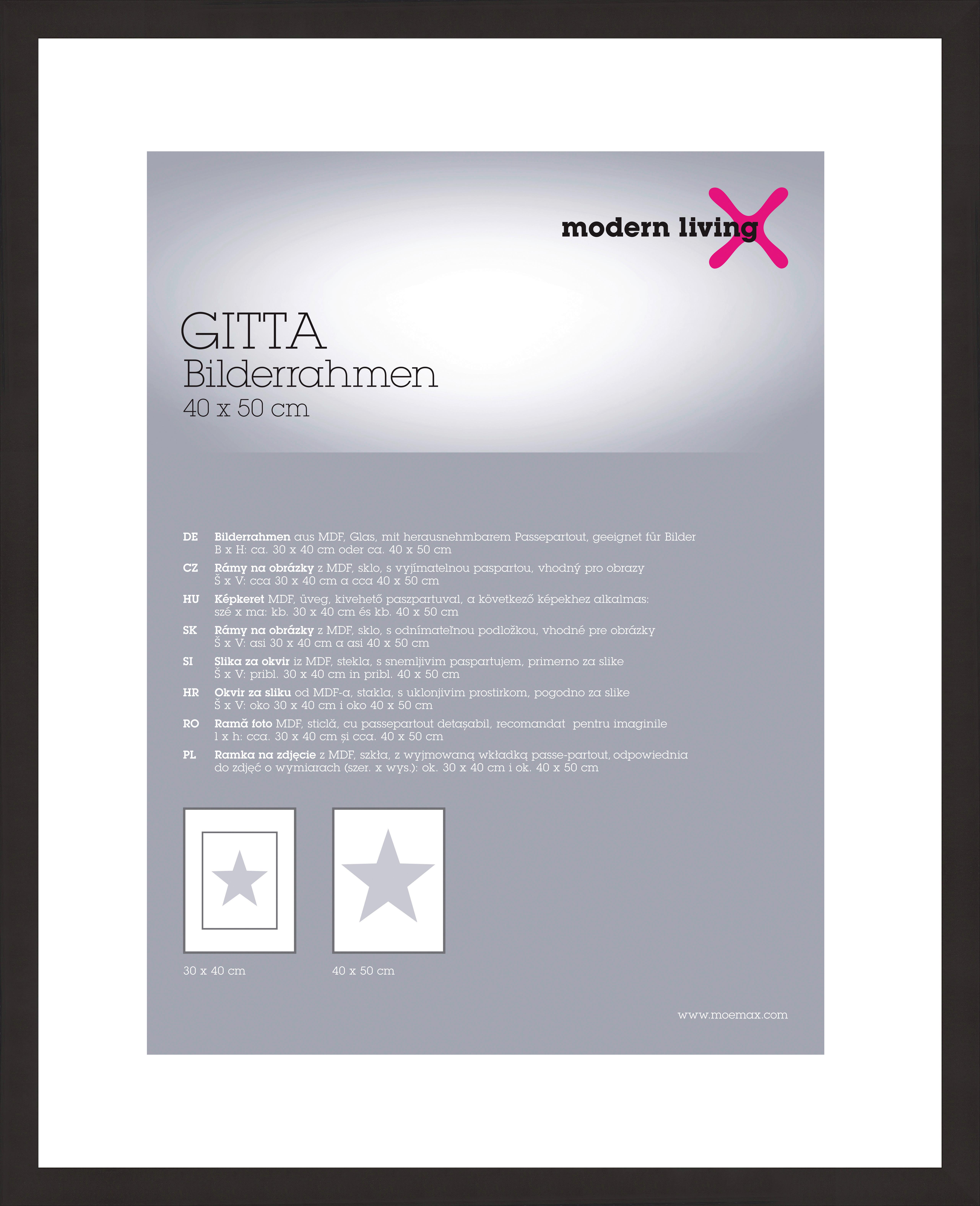 Ramă foto Gitta - negru, Modern, sticlă/material pe bază de lemn (40/50/3,6cm) - Modern Living